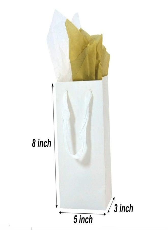 JUNESHE 4 Pack Small White Gift Bags with Tissue Paper, 8 inch Mini Tiny Little Paper Bag for Birthday Party Favors Baby Bridal Shower Shopping Presents Wedding Welcome - Image 2